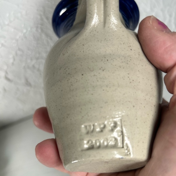 Williamsburg Salt Glazed mini Pitcher Stamped Dated Blue Leaf Salt Glazed Finish - Picture 2 of 14